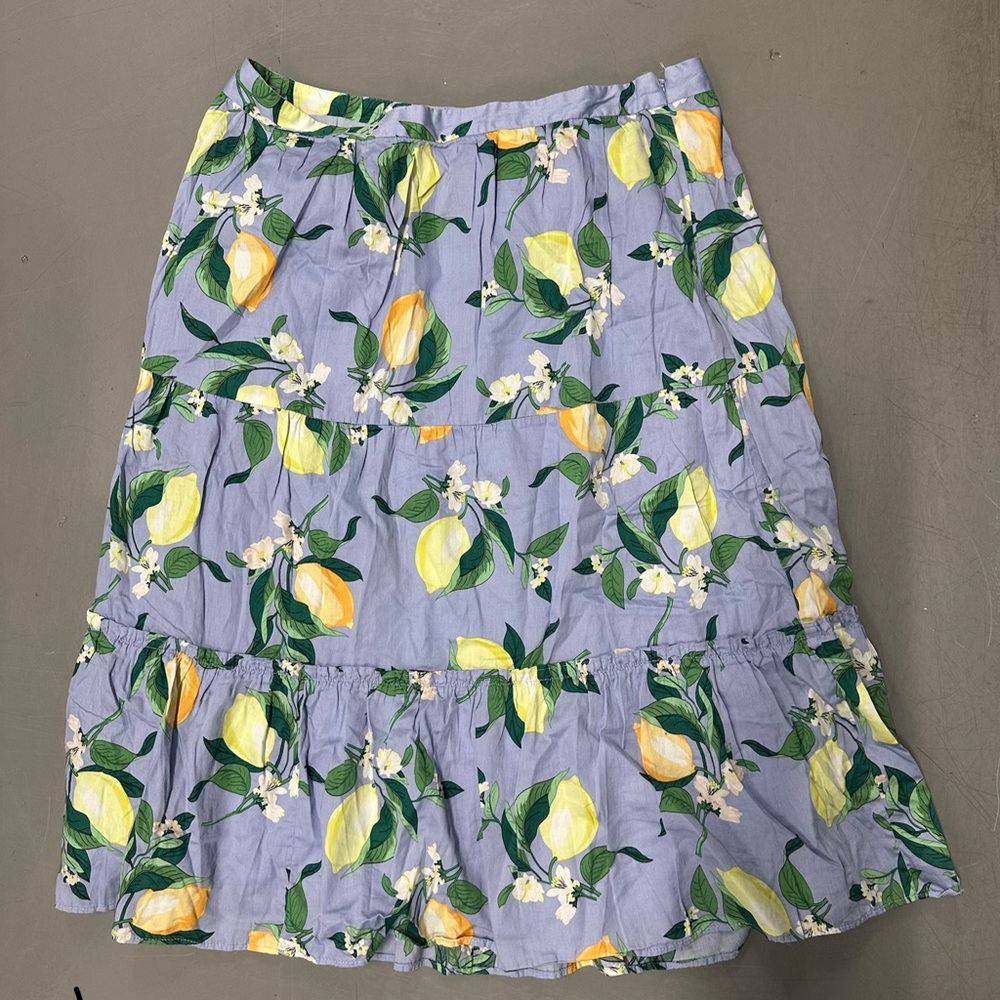 Ann Taylor  size 12 Light Blue Lemon-Print Tiered Women's Skirt